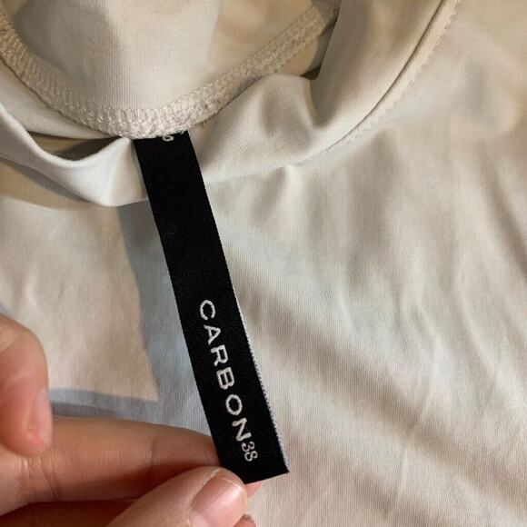 Carbon38 Tank Top Womens XS Extra Small Off White Mock Smooth Sleeveless Cropped - Picture 9 of 13